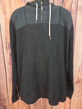 Express Mens Hooded Black Waffle Knit Sweater XL